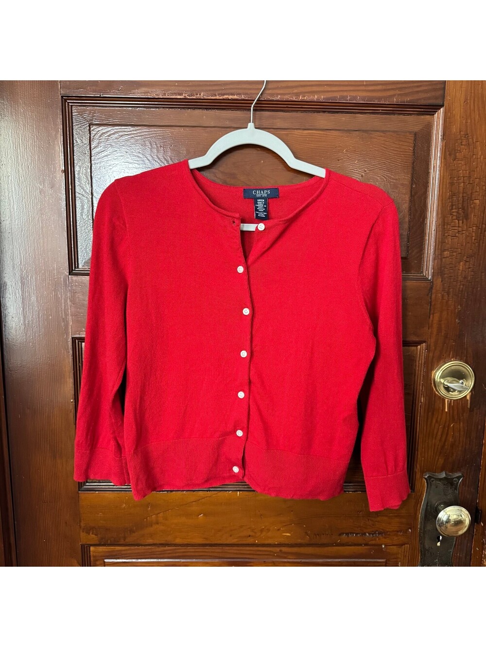 Parisian Chic Red Chaps Button Up Cardigan Size S